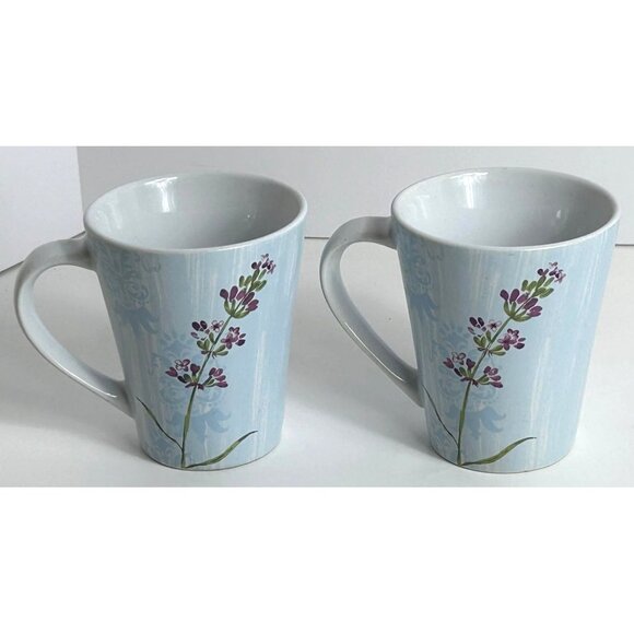 2 Corelle Coordinates Summer Meadow Coffee Mugs Set Of 2 Lavender Floral Design - Picture 4 of 11